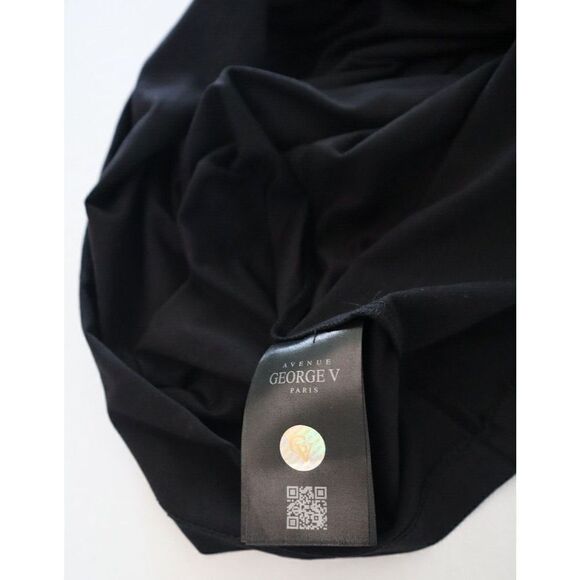 Avenue George V Paris GV2399 Men Sz S Black No Fear Rhinestone Logo T-Shirt $100 - Picture 9 of 10